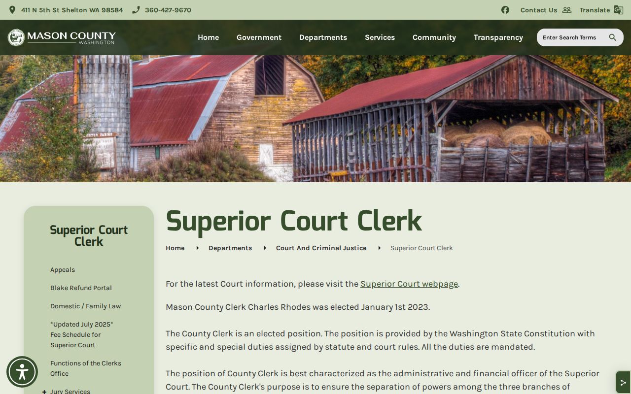 Mason County Clerk criminal court case records page