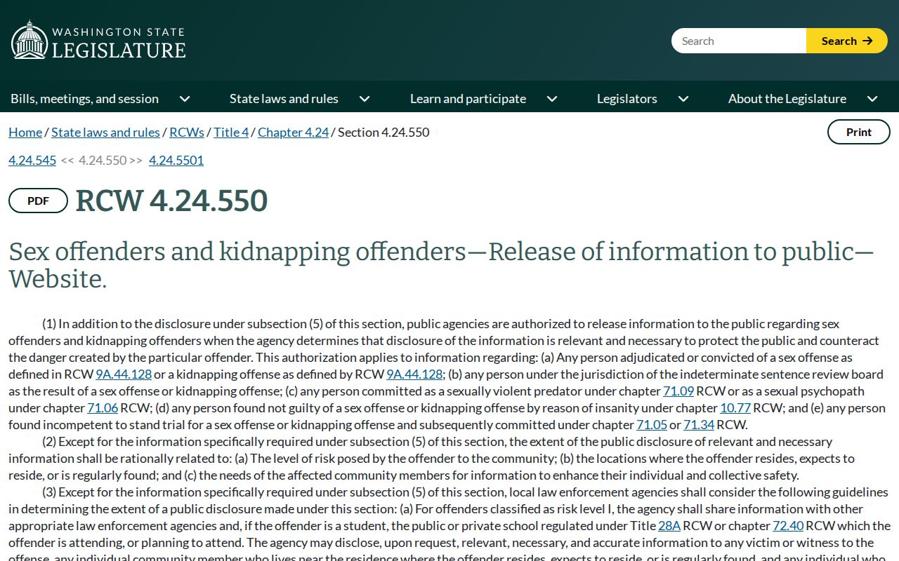 Washington community notification law for Mason County sex offender registry