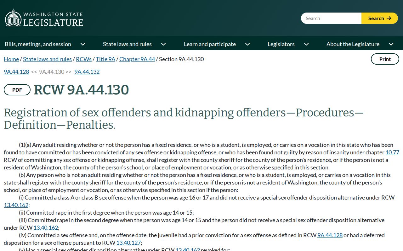Washington registration duties for Mason County sex offender records