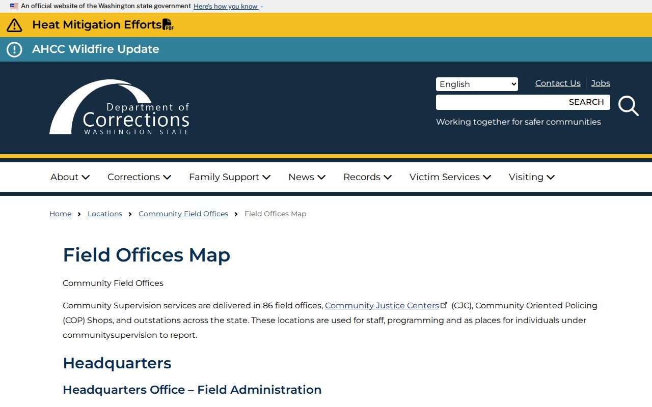 DOC field office for Mason County corrections records