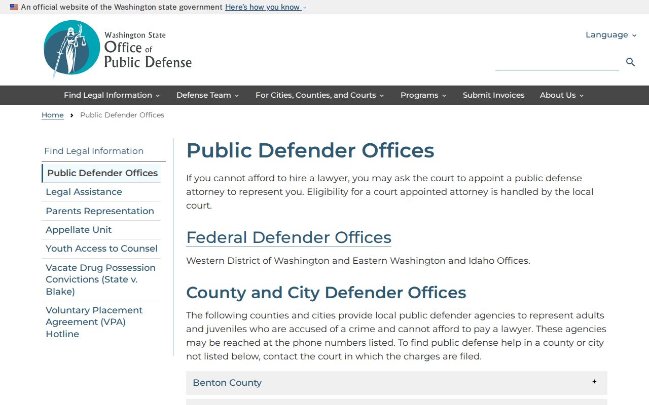 Mason County criminal record public defense directory